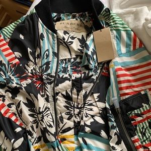 NWT Burberry London floral/stripe bomber jacket